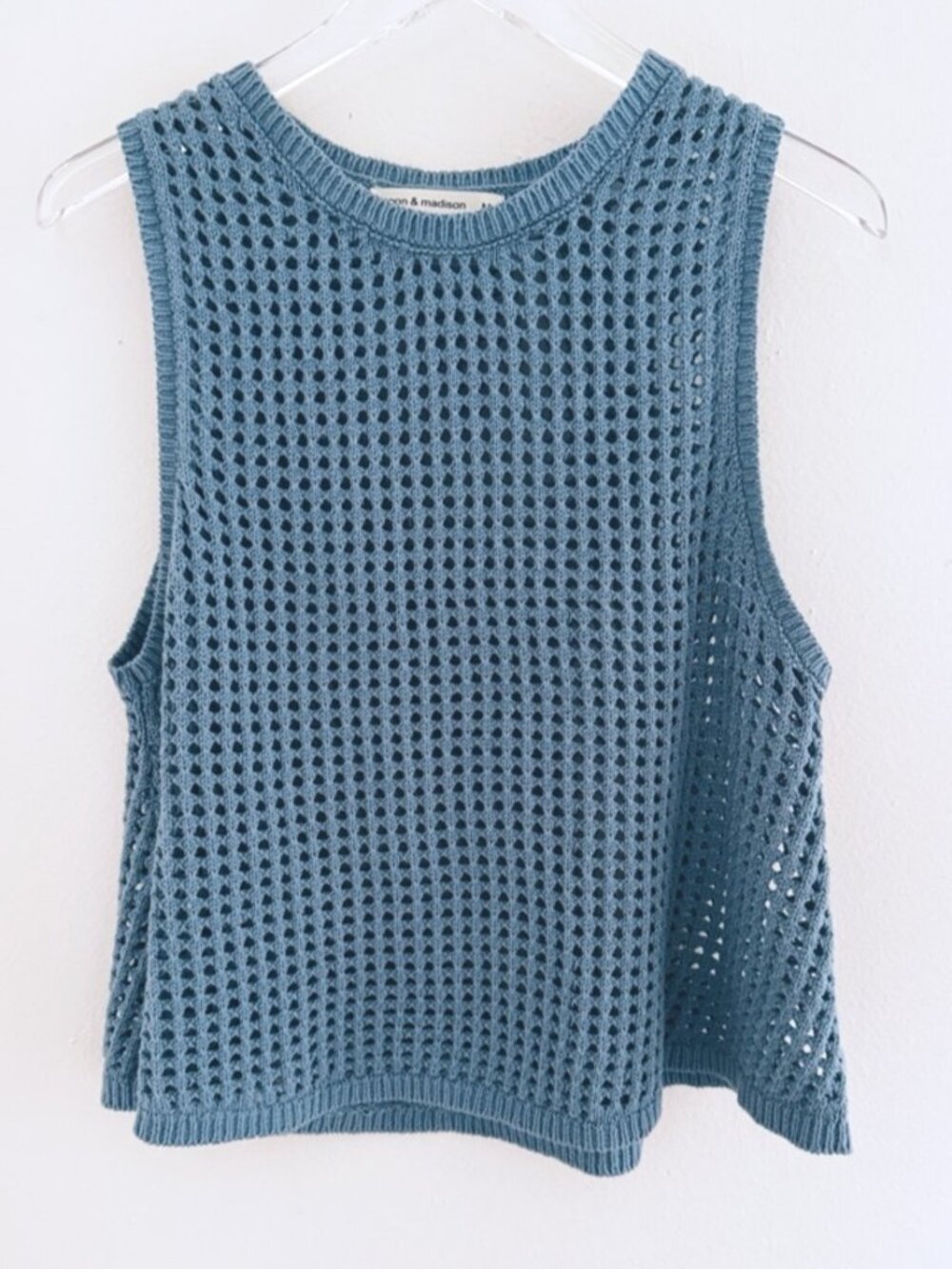 Blue crop sweater with holes